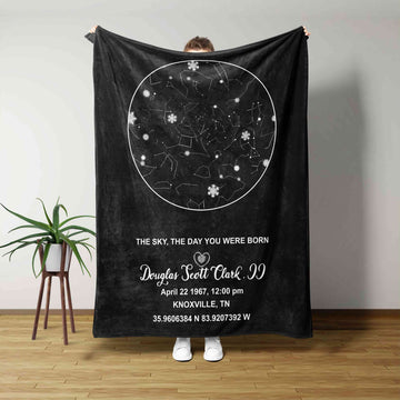 Star Chart Blanket, Custom Name Blanket, Anniversary Blanket, Couple Blanket, Gift Blanket