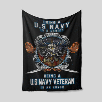 Being A Us Navy Veteran Is An Honor Blanket, Veteran Blanket, Blanket For Veteran, Gift Blanket