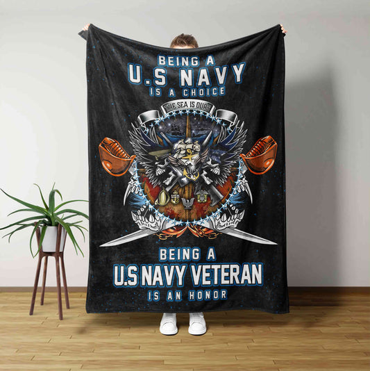 Being A Us Navy Veteran Is An Honor Blanket, Veteran Blanket, Blanket For Veteran, Gift Blanket