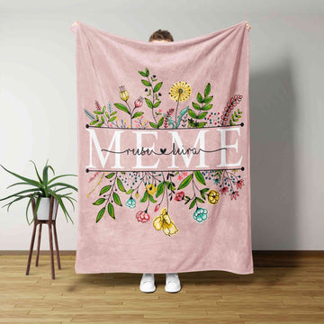 Meme Blanket, Flower Blanket, Family Blanket, Custom Name Blanket, Gift Blanket