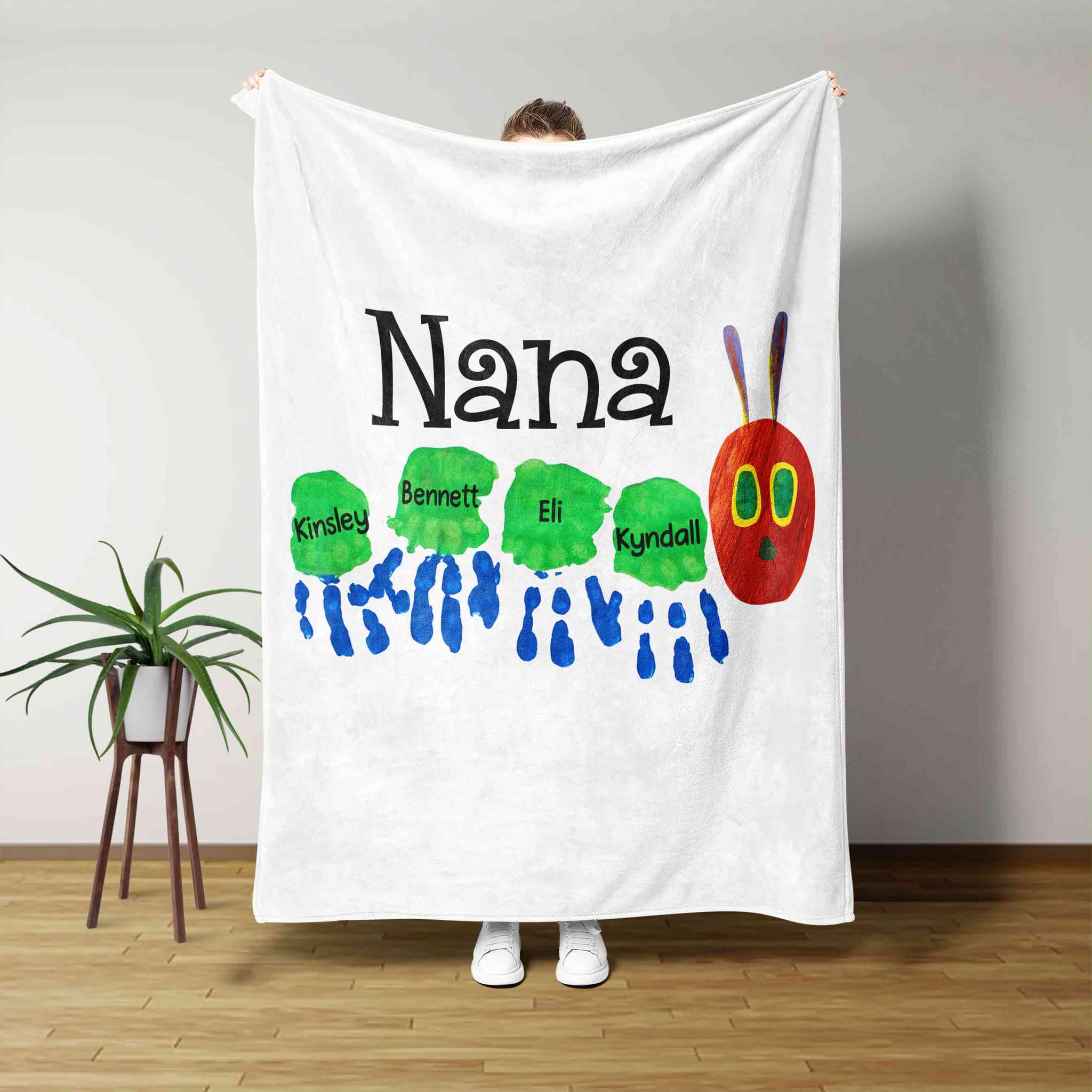 Nana Blanket, Hand Blanket, Color Blanket, Family Blanket, Custom Name Blanket, Gift Blanket