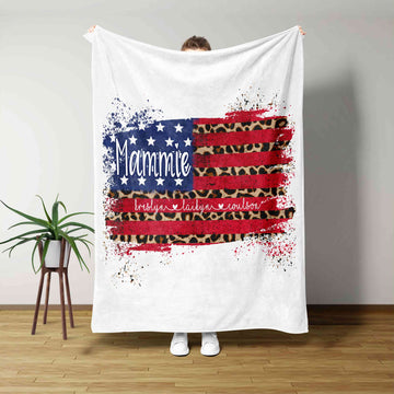 Mammie Blanket, American Flag Blanket, Family Blanket, Custom Name Blanket, Gift Blanket