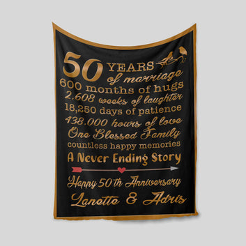 50 Years Of Marriage Blanket, Anniversary Blanket, Family Blanket, Custom Name Blanket, Gift Blanket