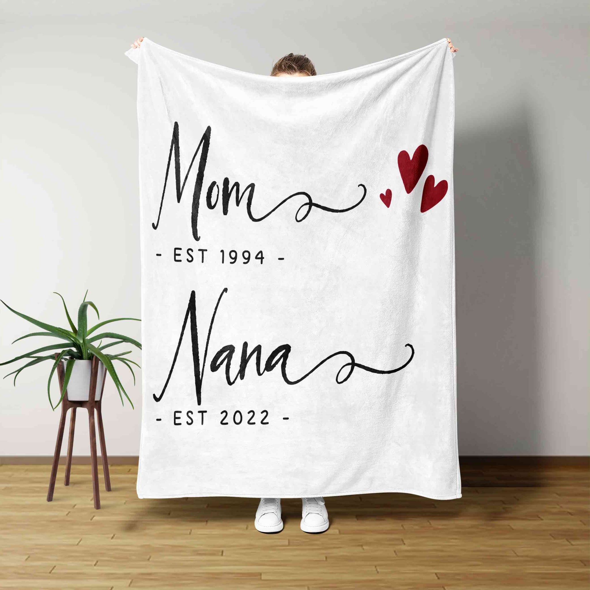 Mom Blanket, Nana Blanket, Heart Blanket, Family Blanket, Custom Name Blanket, Gift Blanket