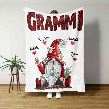 Grammi Blanket, Gnome Blanket, Daisy Flower Blanket, Family Blanket, Custom Name Blanket, Gift Blanket
