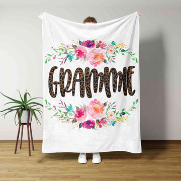 Grammie Blanket, Flower Blanket, Family Blanket, Custom Name Blanket, Gift Blanket