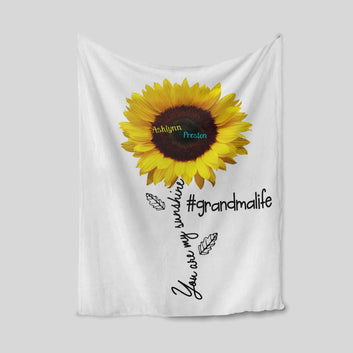 You Are My Sunshine Blanket, Sunflower Blanket, Grandmalife Blanket, Family Blanket, Custom Name Blanket