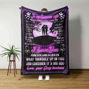 To My Gorgeous Wife Blanket, Moon Blanket, Couple Blanket, Family Blanket, Custom Name Blanket, Gift Blanket