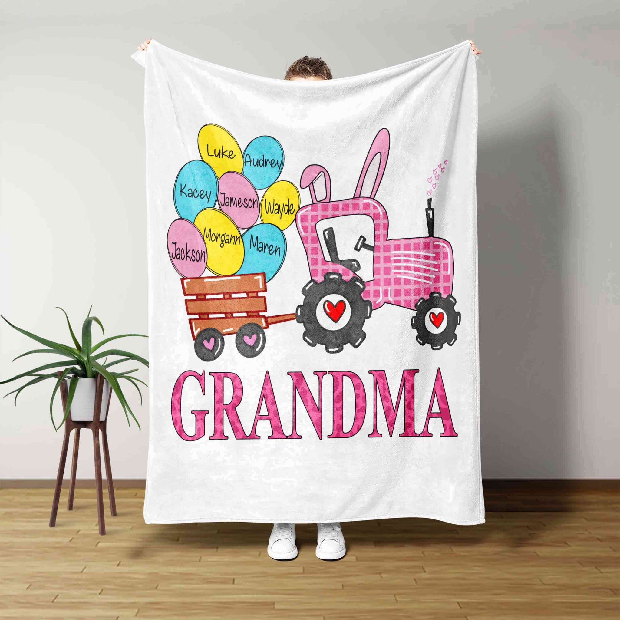 Grandma Blanket, Truck Blanket, Egg Blanket, Heart Blanket, Family Blanket, Custom Name Blanket, Gift Blanket