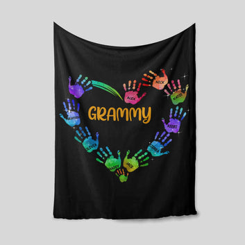 Grammy Blanket, Hand Blanket, Heart Blanket, Color Blanket, Family Blanket, Custom Name Blanket, Gift Blanket
