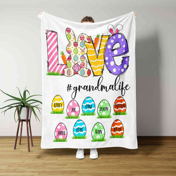 Grandmalife Blanket, Rabbit Blanket, Egg Blanket, Carrot Blanket, Family Blanket, Custom Name Blanket
