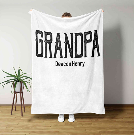 Grandpa Blanket, Family Blanket, Custom Name Blanket, Gift Blanket