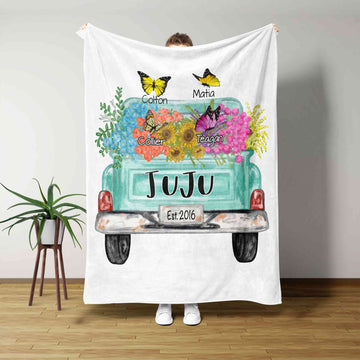 Juju Blanket, Flower Blanket, Butterfly Blanket, Car Blanket, Family Blanket, Custom Name Blanket, Gift Blanket