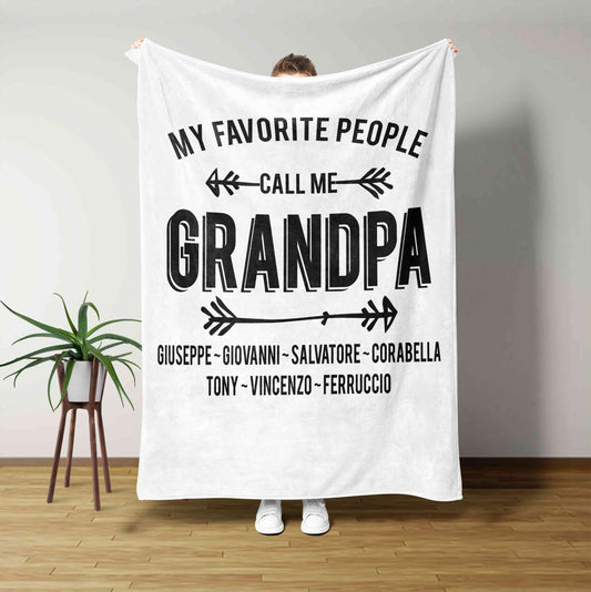 My Favorite People Call Me Grandpa Blanket, Arrow Blanket, Family Blanket, Custom Name Blanket, Gift Blanket