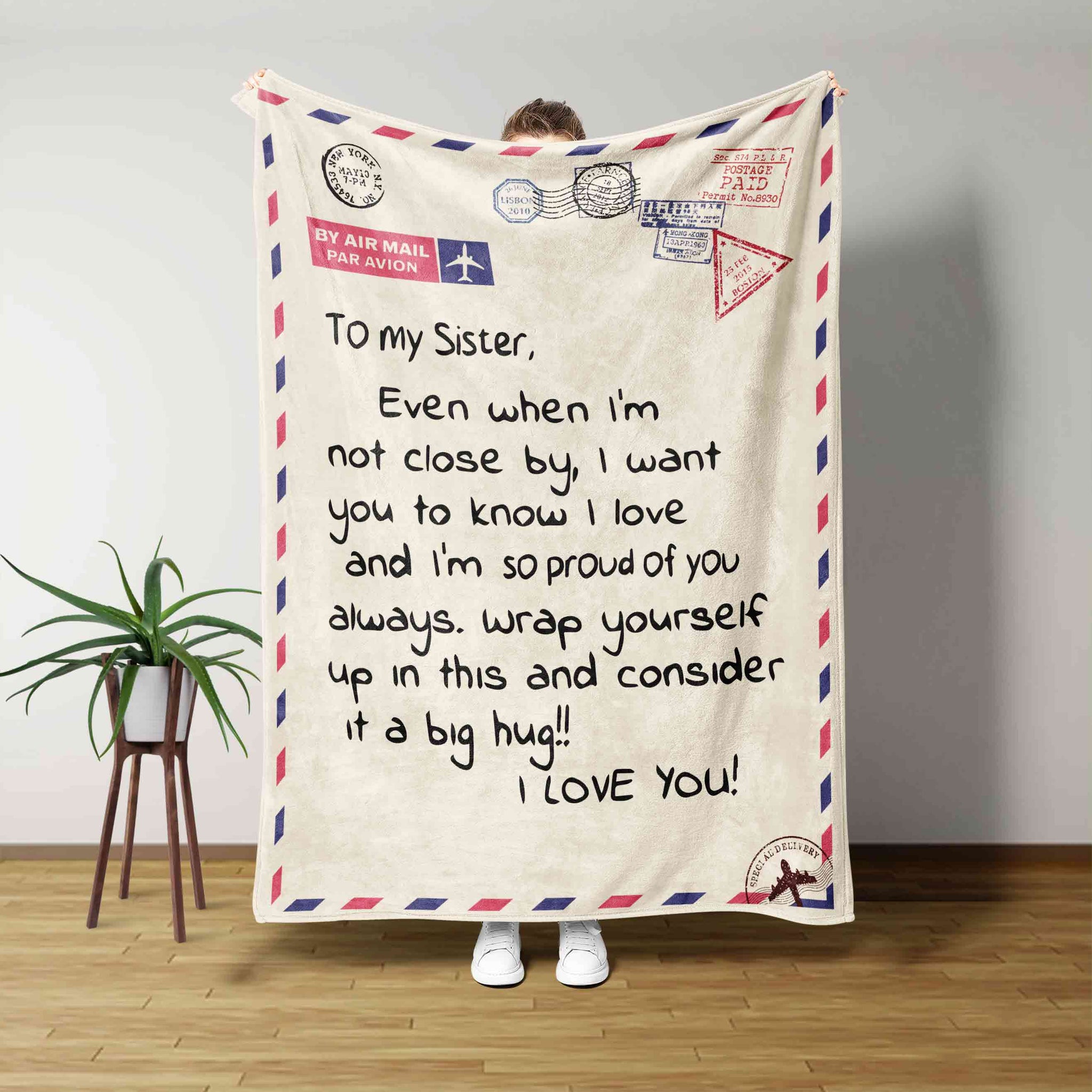 To My Sister Blanket, Letter Blanket, Personalized Text Blanket, Family Blanket, Custom Name Blanket, Gift Blanket