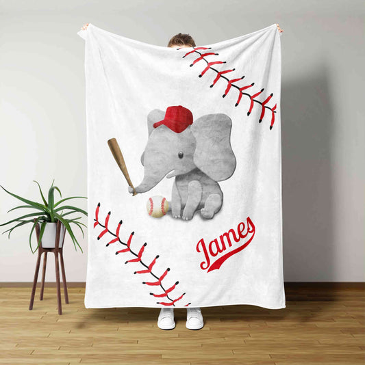 Personalized Name Blanket, Baby Blanket, Elephant Blanket, Baseball Blanket, Family Blanket, Gift Blanket