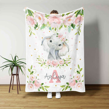 Custom Baby Blanket, Elephant Blanket, Flower Blanket, Family Blanket, Blanket For Baby, Gift Blanket