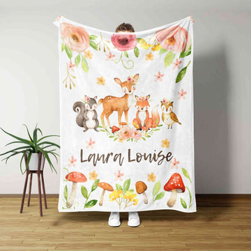 Custom Baby Blanket, Baby Blanket, Fox Blanket, Deer Blanket, Animal Blanket, Flower Blanket, Gift Blanket