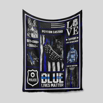 Personalized Name Blanket, Blue Lives Matter Blanket, Shepherd Blanket, Police Blanket, Gift Blanket