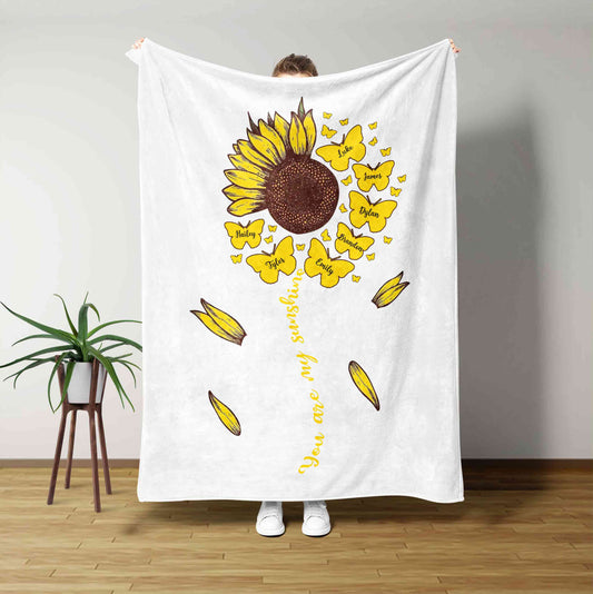 You Are My Sunshine Blanket, Sunflower Blanket, Custom Name Blanket, Gift Blanket