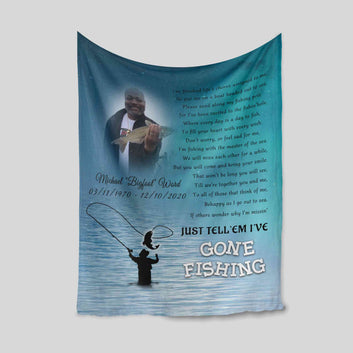 Personalized Image Blanket, Gone Fishing Blanket, Fishing Blanket, Lake Blanket, Custom Name Blanket