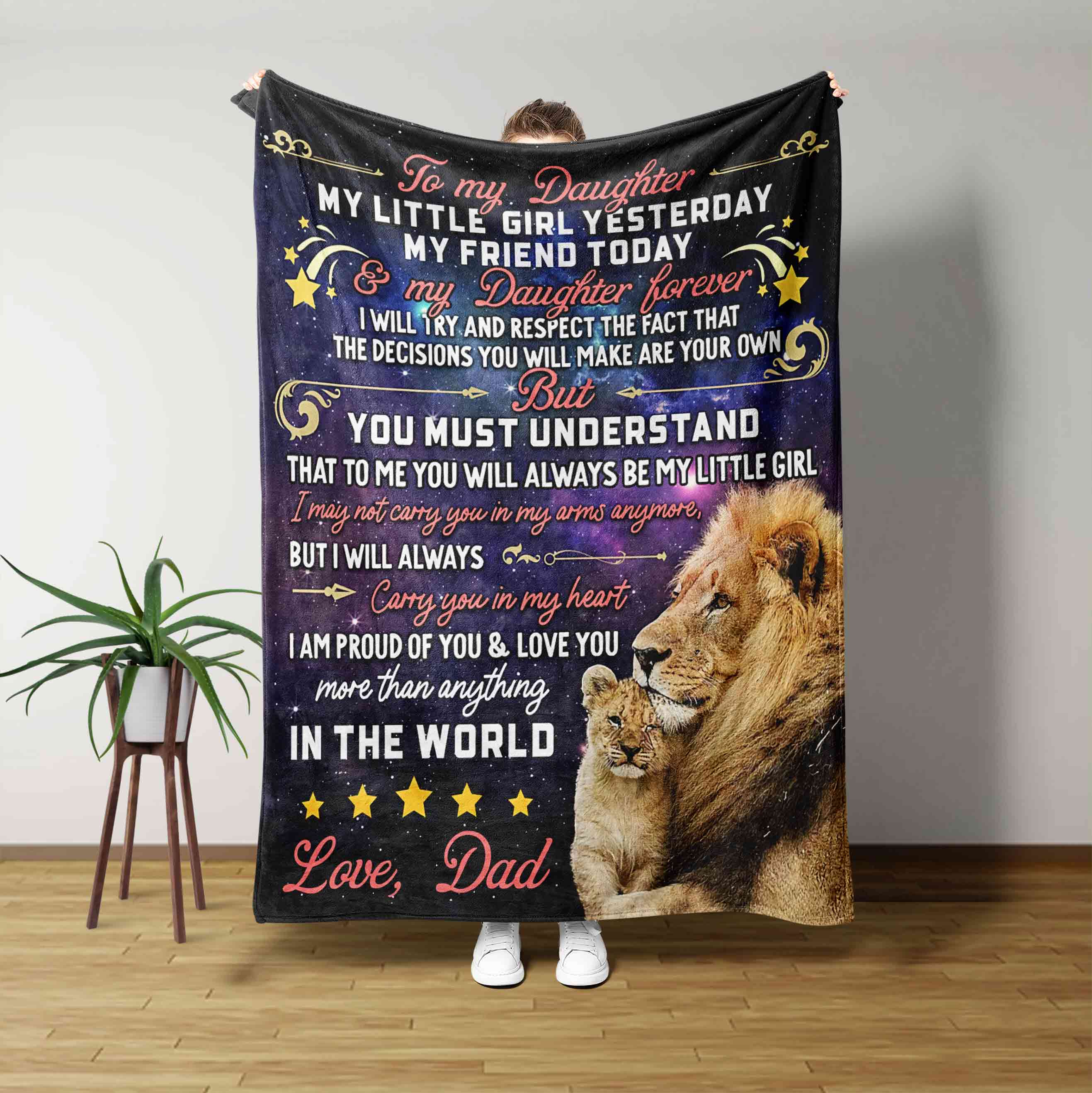 To My Daughter Blanket Lion Blanket Star Blanket Custom Name Blanke