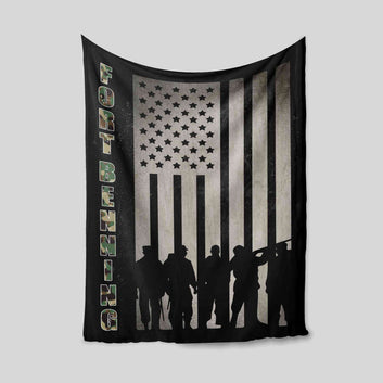 Fort Benning Blanket, Veteran Blanket, American Flag Blanket, Gift Blanket