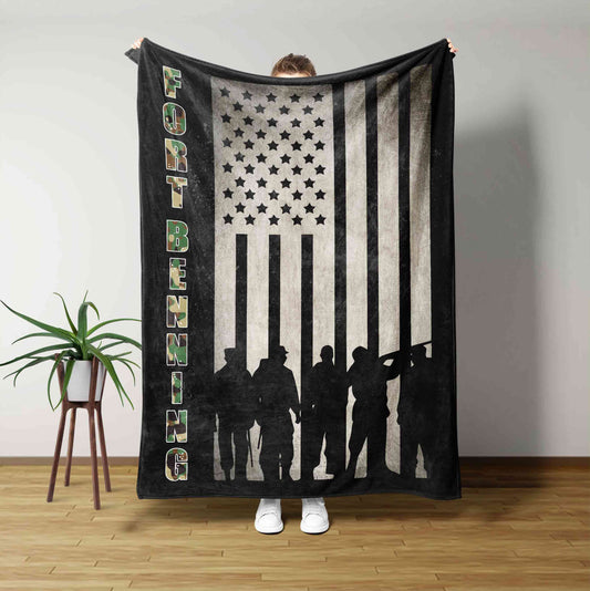 Fort Benning Blanket, Veteran Blanket, American Flag Blanket, Gift Blanket