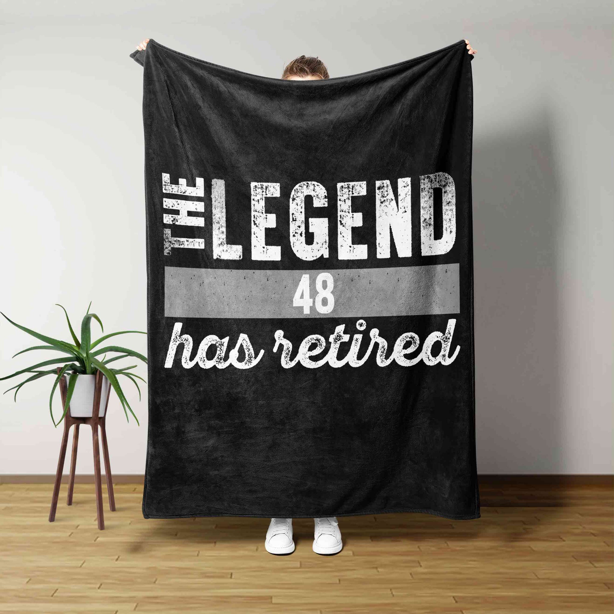 The Legend 48 Has Retired Blanket, Retired People Blanket, Custom Name Blanket, Gift Blanket