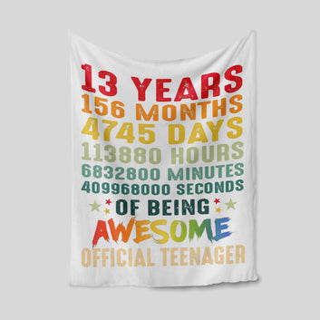 13 Years Of Being Awesome Official Teenager Blanket, Official Teenager Blanket, Blanket For Teenager Blanket
