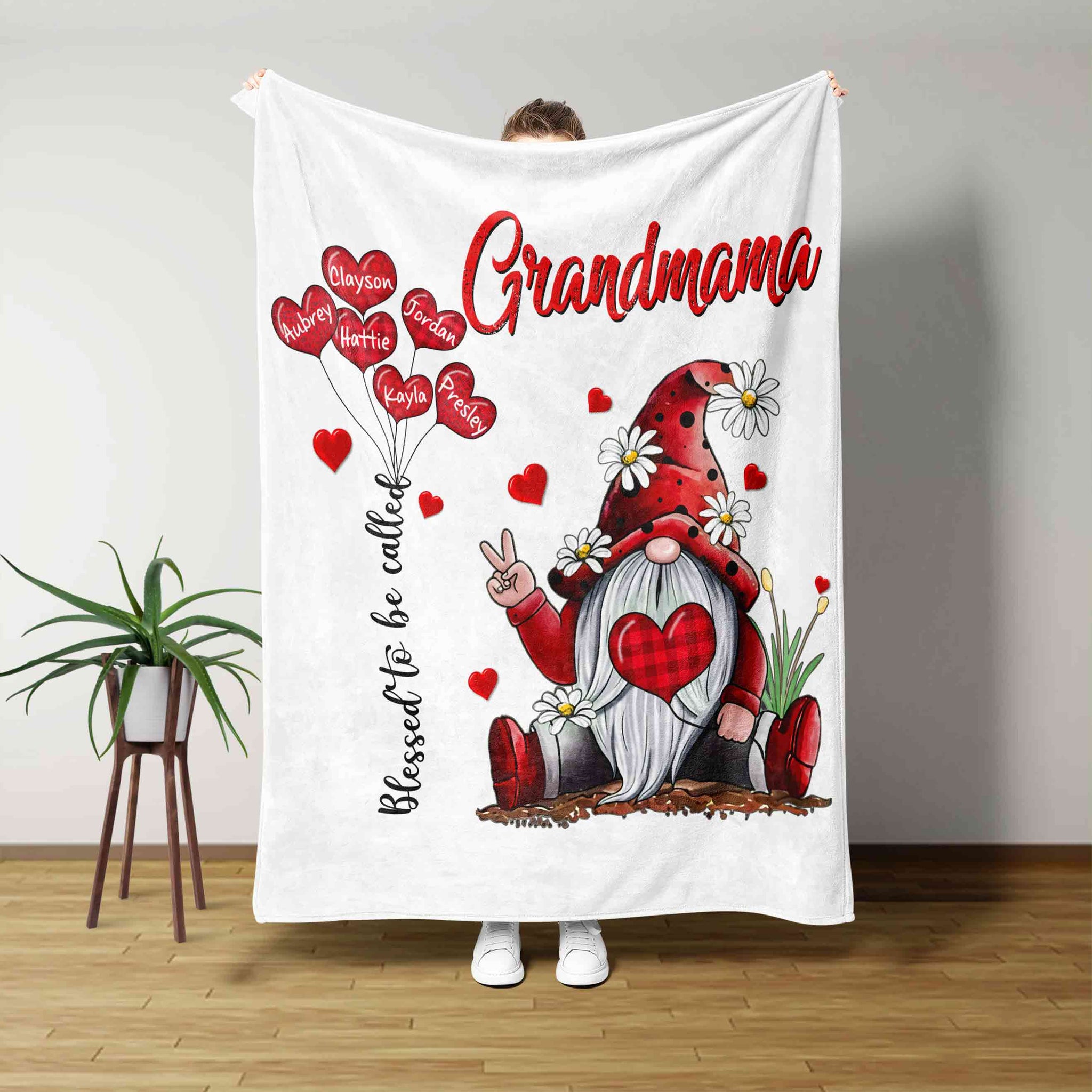 Grandmama Blanket, Gnome Blanket, Daisy Blanket, Heart Blanket, Custom Name Blanket, Gift Blanket