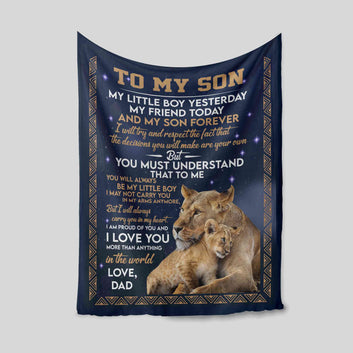 Personalized Name Blanket, To My Son Blanket, Lion Blanket, Family Blanket, Gift Blanket