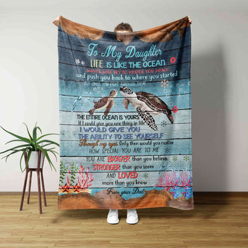 To My Daughter Blanket, Ocean Blanket, Turtle Blanket, Custom Name Blanket, Gift Blanket