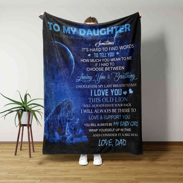 To My Daughter Blanket, Lion Blanket, Moon Blanket, Daughter Blanket, Dad Blanket, Custom Name Blanket