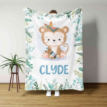 Custom Baby Blanket, Monkey Blanket, Flower Blanket, Family Blanket, Blanket For Baby, Gift Blanket
