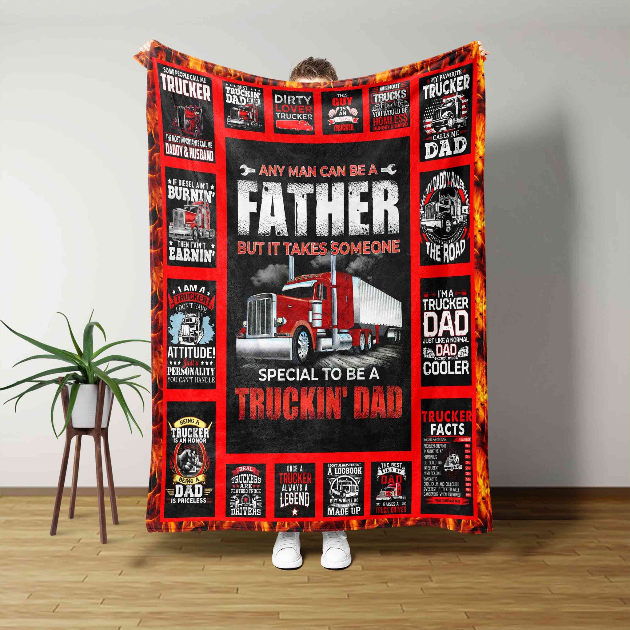 Truckin Dad Blanket, Container Truck Blanket, Dad Blanket, Blanket For Trucker, Wall Art Blanket, Gift Blanket