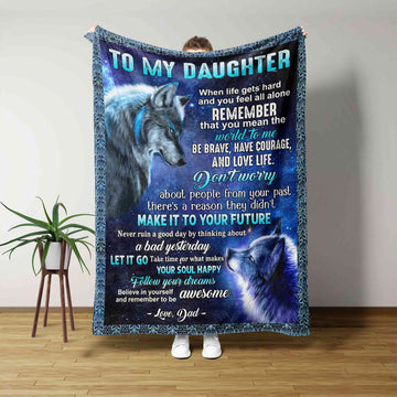 To My Daughter Blanket, Wolf Blanket, Daughter Blanket, Dad Blanket, Custom Name Blanket, Gift Blanket