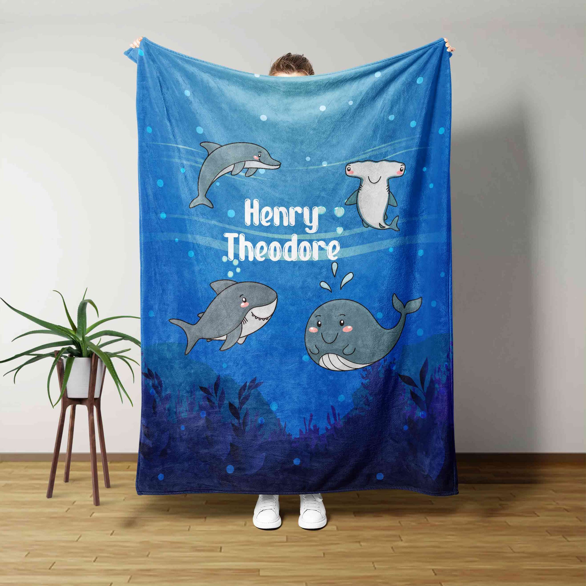 Custom Baby Blanket, Shark Blanket, Dolphin Blanket, Whale Blanket, Ocean Blanket, Baby Blanket, Blanket For Baby