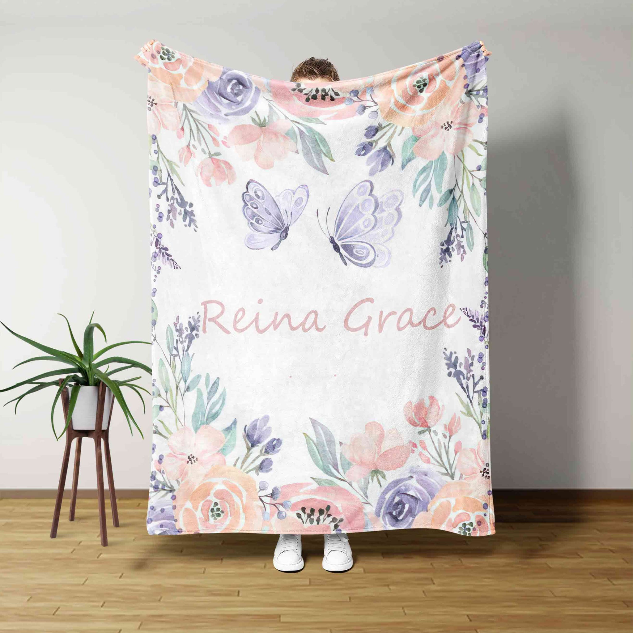 Custom Baby Blanket, Butterfly Blanket, Flower Blanket, Family Blanket, Blanket For Baby, Gift Blanket