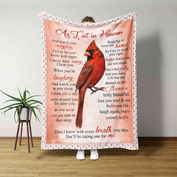 As I Sit In Heaven Blanket, Cardinal Blanket, Memorial Blanket, Family Blanket, Gift Blanket