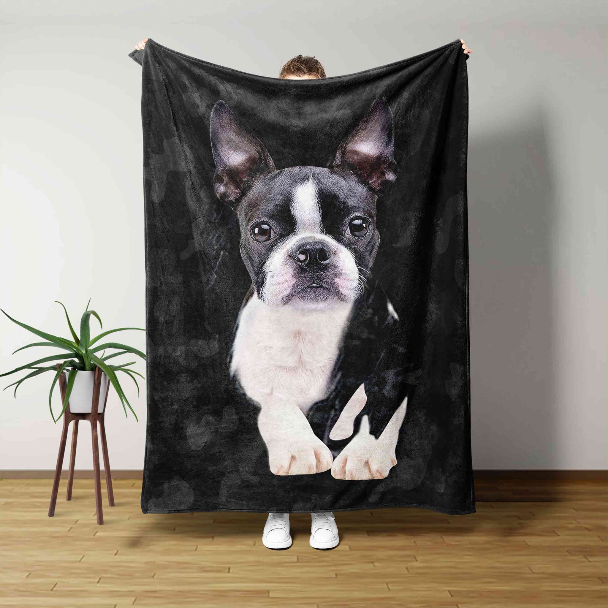 Personalized Image Blanket, Boston Terrie Dog Blanket, Dog Blanket, Family Blanket, Gift Blanket