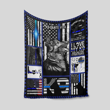 Personalized Name Blanket, Police Blanket, Blue Lives Matter Blanket, Shepherd Blanket, Gift Blanket