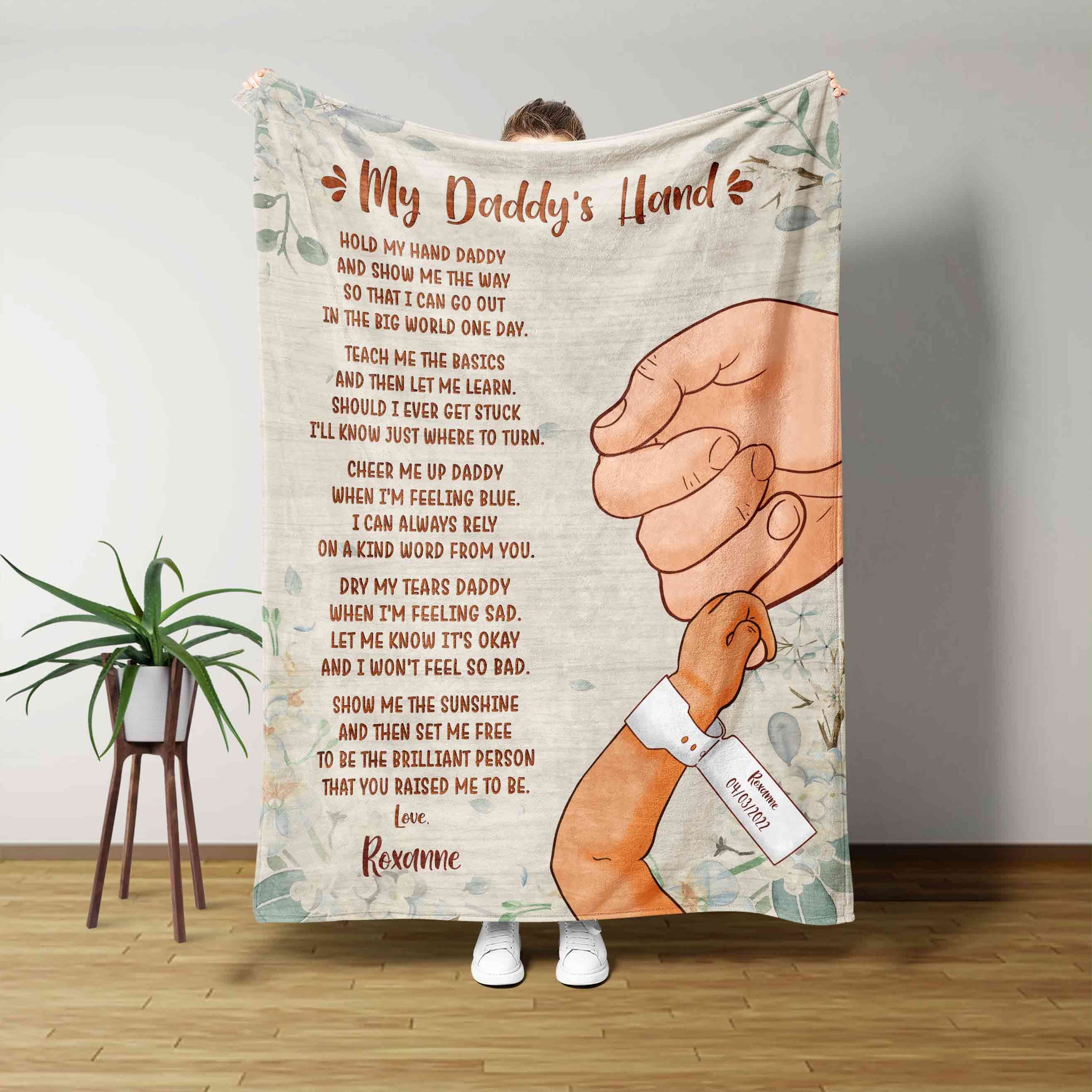 My Daddy's Hand Blanket, Baby Blanket, Custom Name Blanket, Family Blanket, Gift Blanket