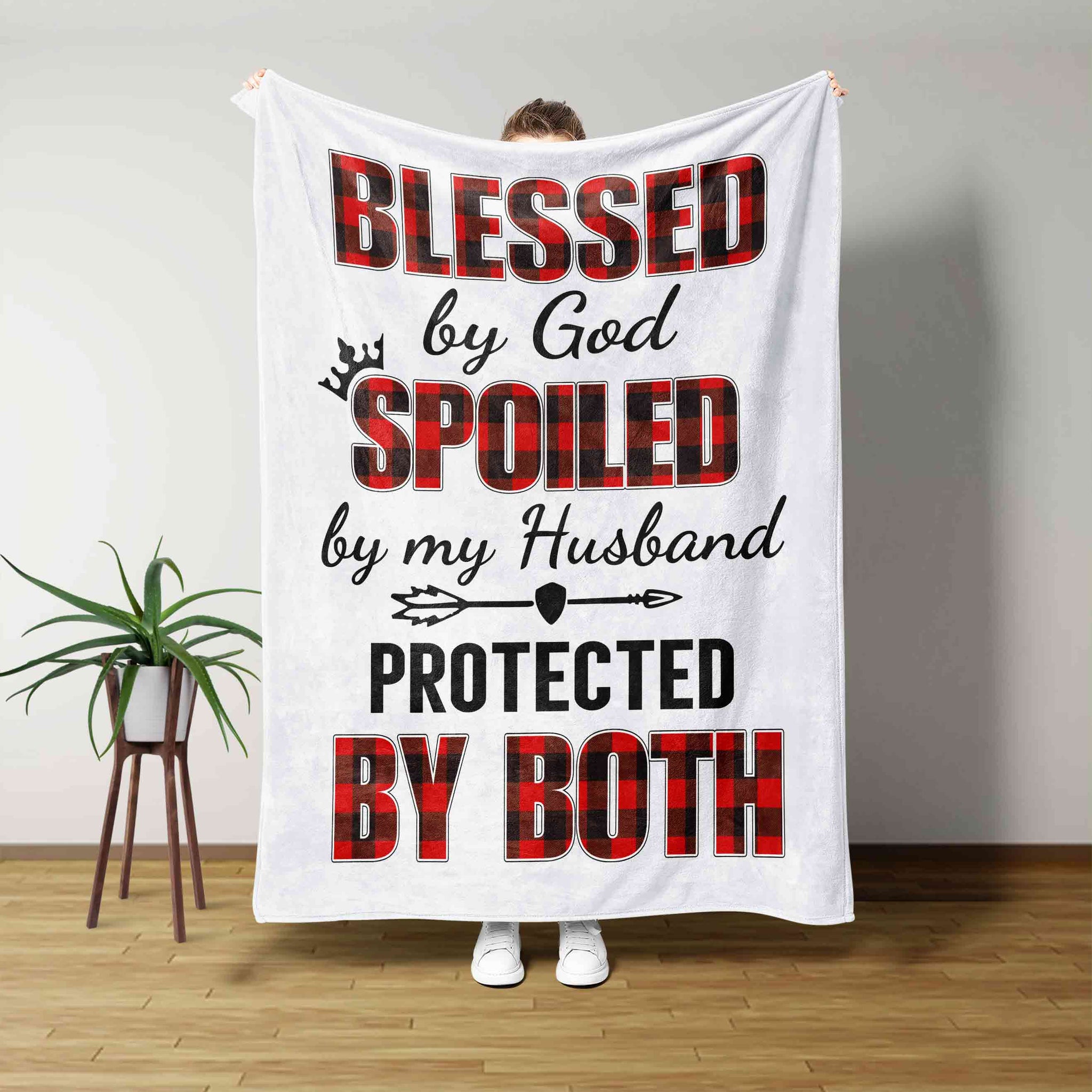 Blessed By God Blanket, Spoiled By My Husband Blanket, Arrow Blanket, Family Blanket, Gift Blanket