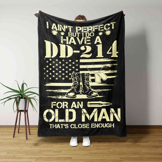 I Ain't Perfect But I Do Have A Dd-214 Blanket, American Flag Blanket, Veteran Blanket, Gift Blanket