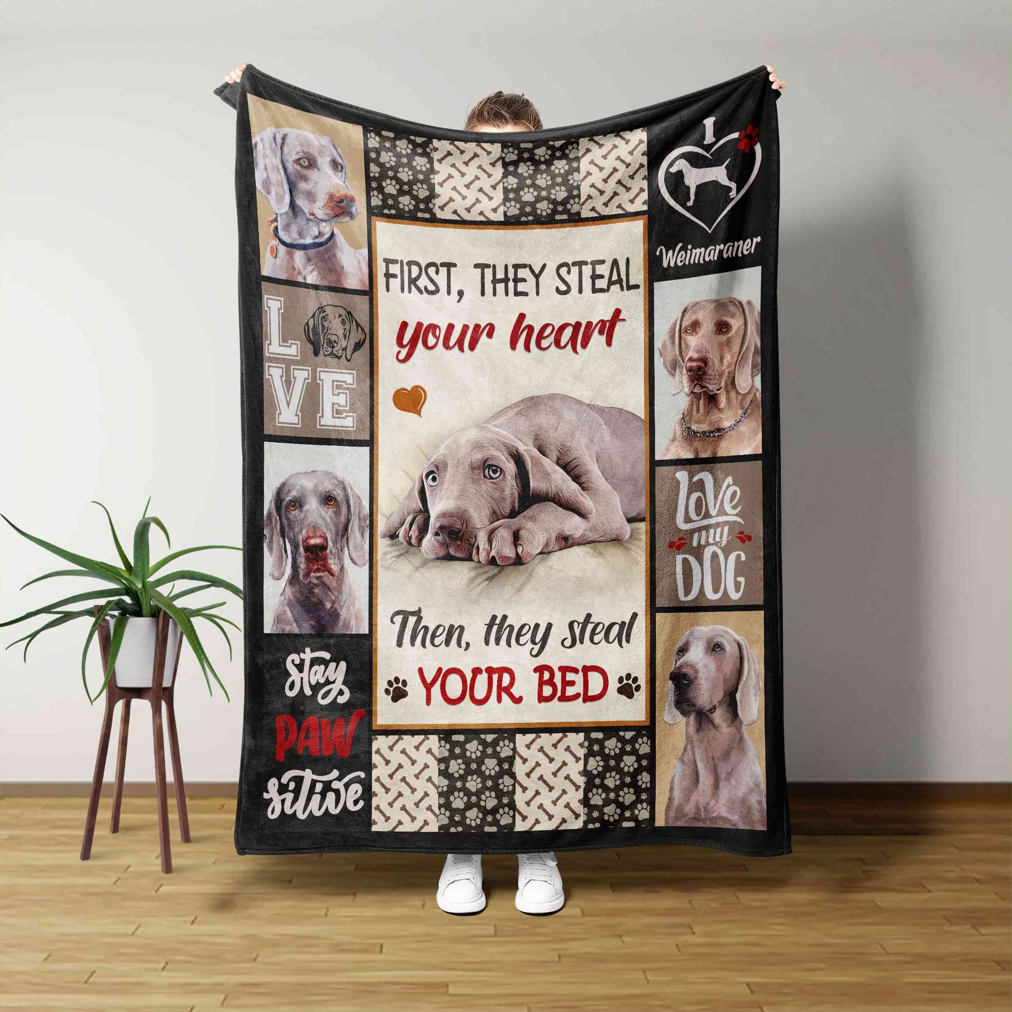 Love My Dog Blanket, Weimaraner Blanket, Pet Blanket, Family Blanket, Gift Blanket