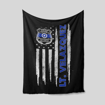 Personalized Name Blanket, Police Blanket, American Flag Blanket, Gift Blanket