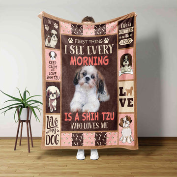 Life Is Better With A Dog Blanket, Shih Tzu Blanket, Pet Blanket, Family Blanket, Gift Blanket