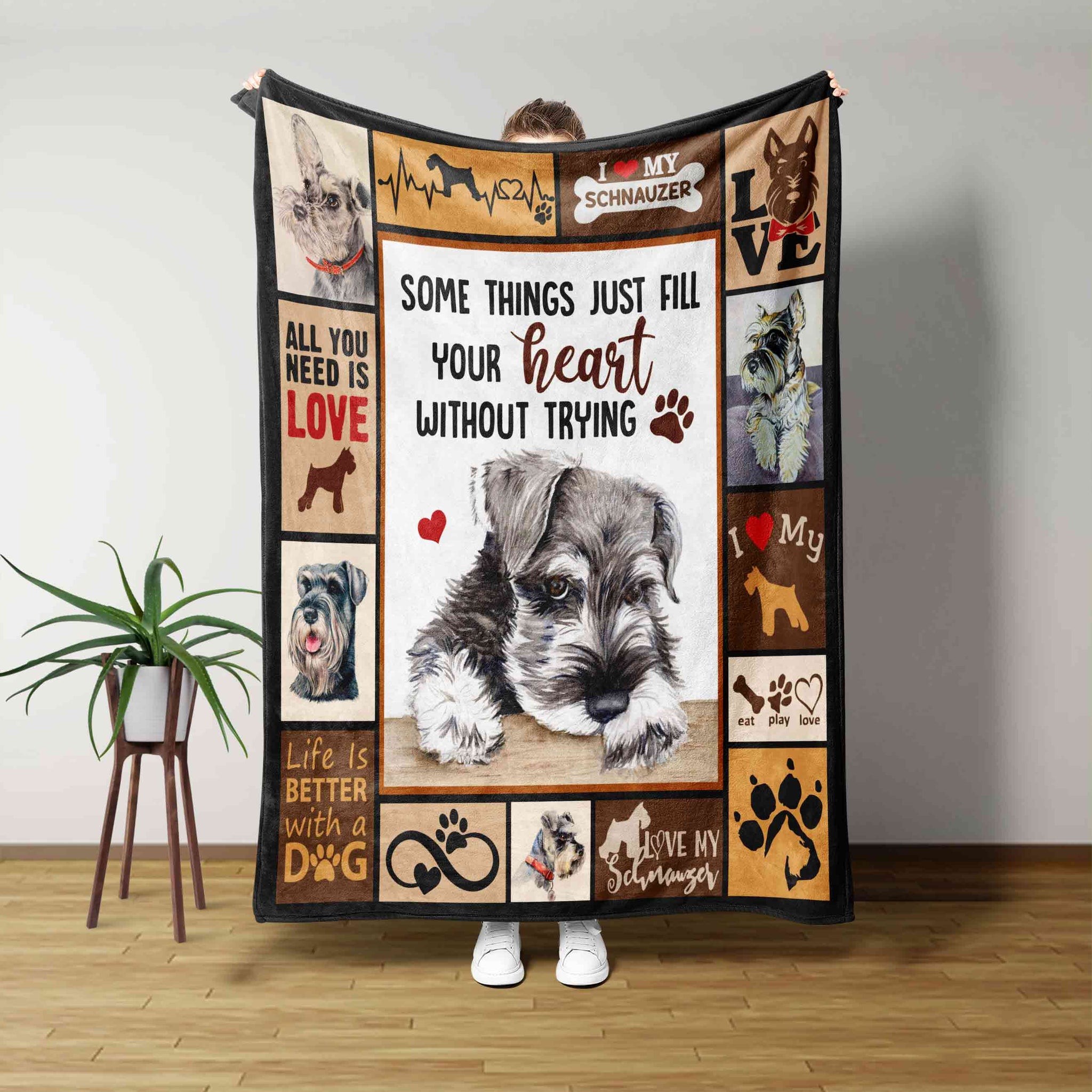 Life Is Better With A Dog Blanket, Schnauzer Blanket, Pet Blanket, Family Blanket, Gift Blanket