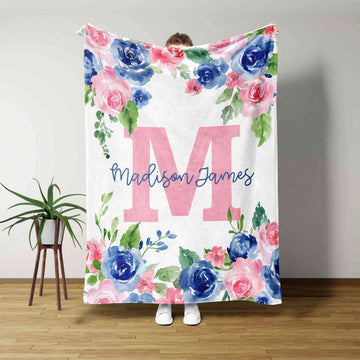 Custom Baby Blanket, Flower Blanket, Rose Blanket, Family Blanket, Blanket For Baby, Gift Blanket